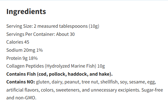 Vital Nutrients Marine Collagen Powder 10.58Oz