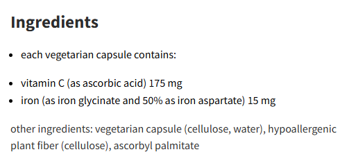 Pure Encapsulations Iron-C 60Capsules