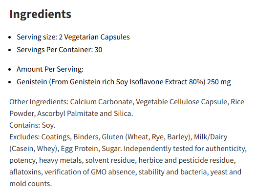  Vital Nutrients Genistein 125 Mg 60Veg Capsules