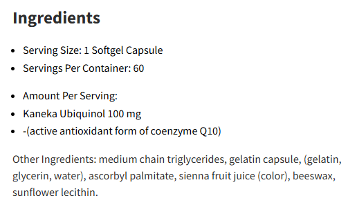  Pure Encapsulations Ubiquinol-QH 100 Mg 60Softgels