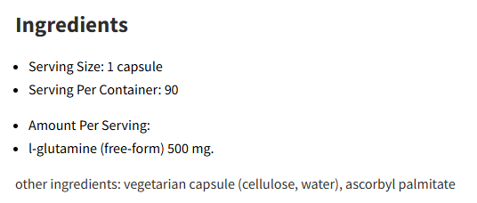 Pure Encapsulations L-Glutamine 500 Mg 90Capsules
