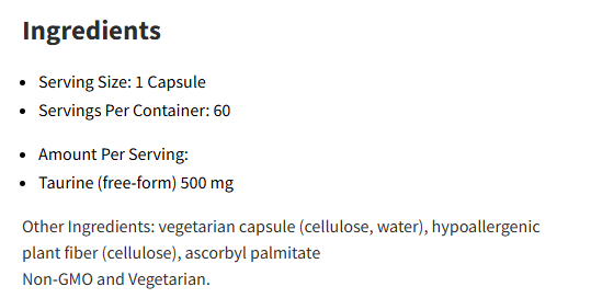 Pure Encapsulations Taurine 500 Mg 60Capsules