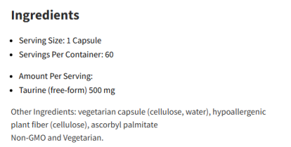 Pure Encapsulations Taurine 500 Mg 60Capsules