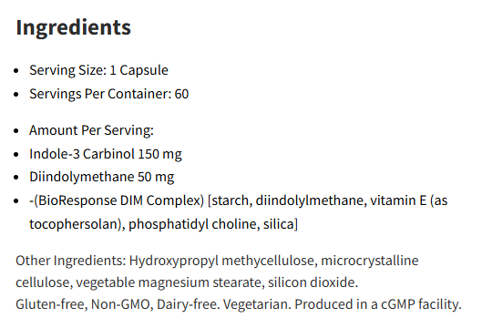 NutriDyn I-3-C Plus Indole-3-Carbinol & DIM 60Capsules