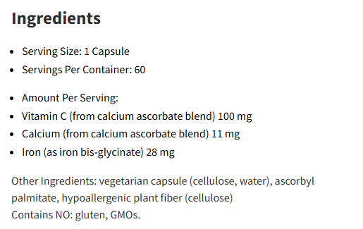 Pure Encapsulations OptiFerin-C 60Capsules