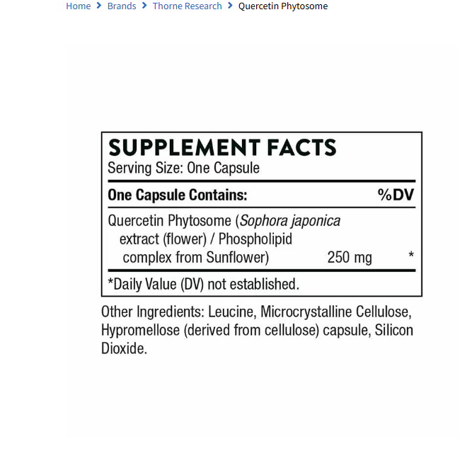 Thorne Quercetin Phytosome 60Veg Capsules