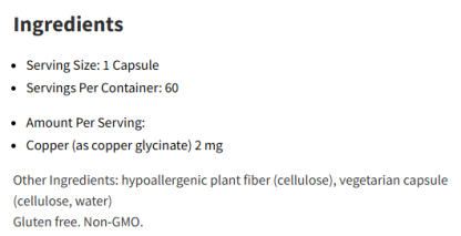 Pure Encapsulations Copper (glycinate) 60Capsules