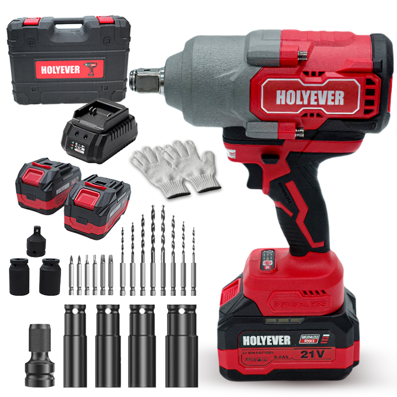 Holyever 21V 2000N·m Brushless Cordless Impact Wrench, 1/2" Chuck, Variable Speed Electric Wrench with 2x6.0Ah Makita 21V Li-Ion Batteries