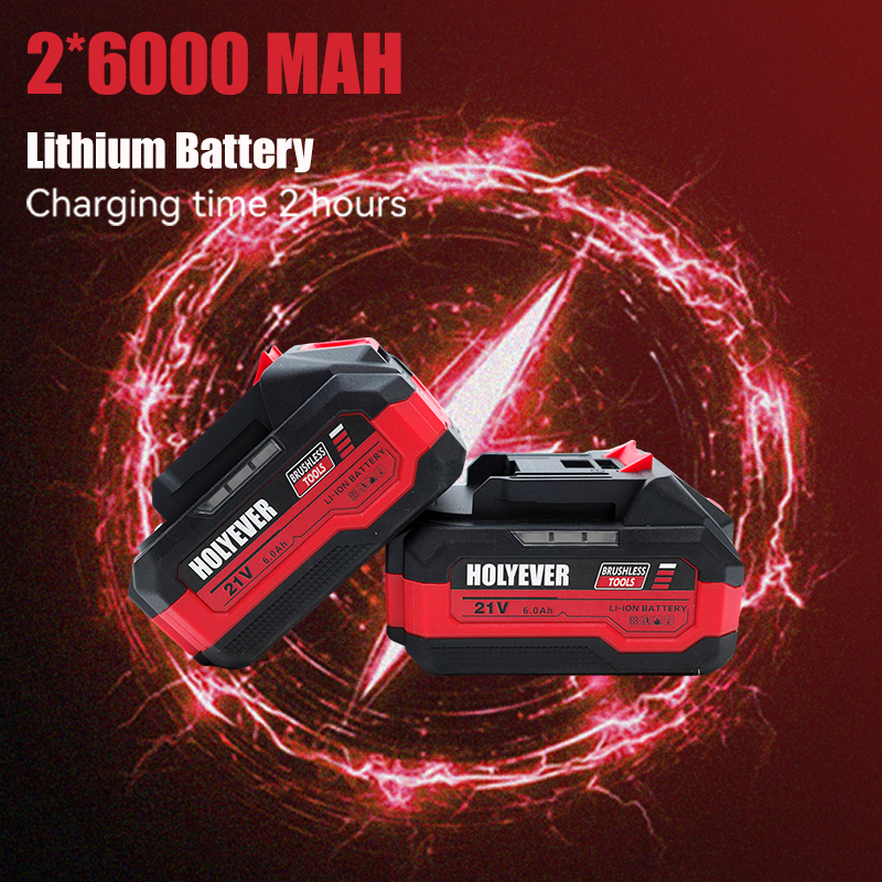 Holyever 21V 1300N·m Brushless Cordless Impact Wrench, 1/2" Chuck, Variable Speed Electric Wrench with 2x6.0Ah Makita 21V Li-Ion Batteries