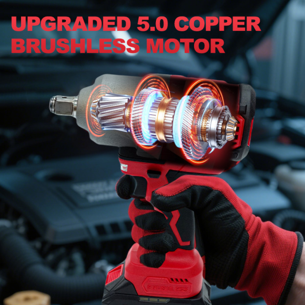 Holyever 21V 2000N·m Brushless Cordless Impact Wrench, 1/2" Chuck, Variable Speed Electric Wrench with 2x6.0Ah Makita 21V Li-Ion Batteries