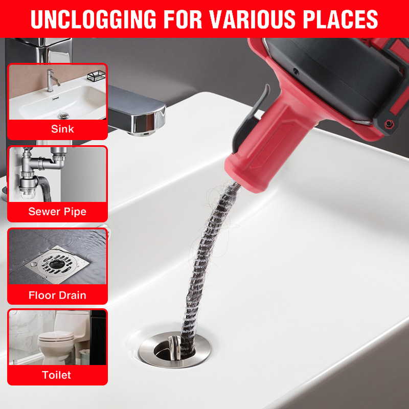 Electric Drain Auger, electric pipe unclogger, With 1x2000mAh Makita 21V Li-Ion Battery, Charger & Gloves.