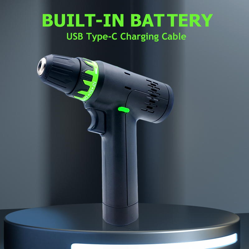 12V Cordless Drill Driver Set with 10 Screwdriver Bits, Type-C Charge, Twisted Drill Bits, Magnetic Bit, All-in-One Portable Repair Tool Kit for Household