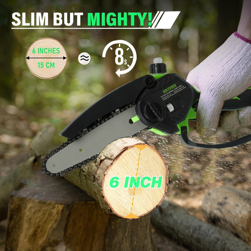 Holyever 6-Inch Brushless Electric Chainsaw,  with 1x1500mAh Makita 21V Li-Ion Battery, Handheld Pruning Saw for Tree Branches, Yard, Home & Garden