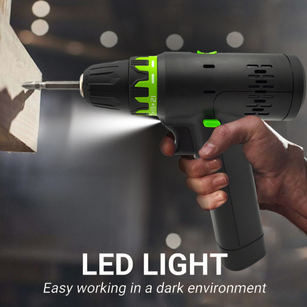 12V Cordless Drill Driver Set with 10 Screwdriver Bits, Type-C Charge, Twisted Drill Bits, Magnetic Bit, All-in-One Portable Repair Tool Kit for Household