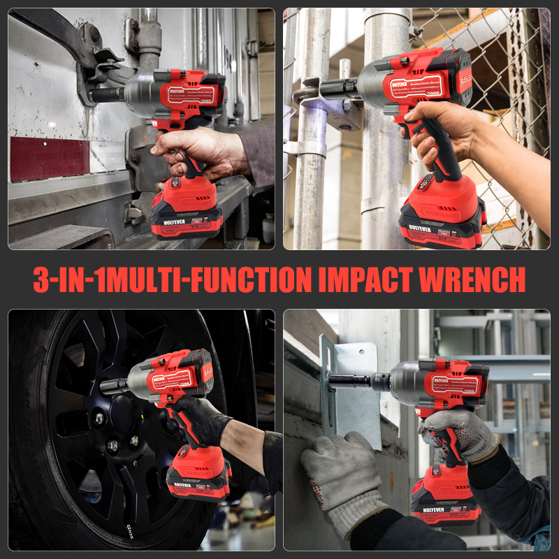 Holyever 21V 1300N·m Brushless Cordless Impact Wrench, 1/2" Chuck, Variable Speed Electric Wrench with 2x6.0Ah Makita 21V Li-Ion Batteries