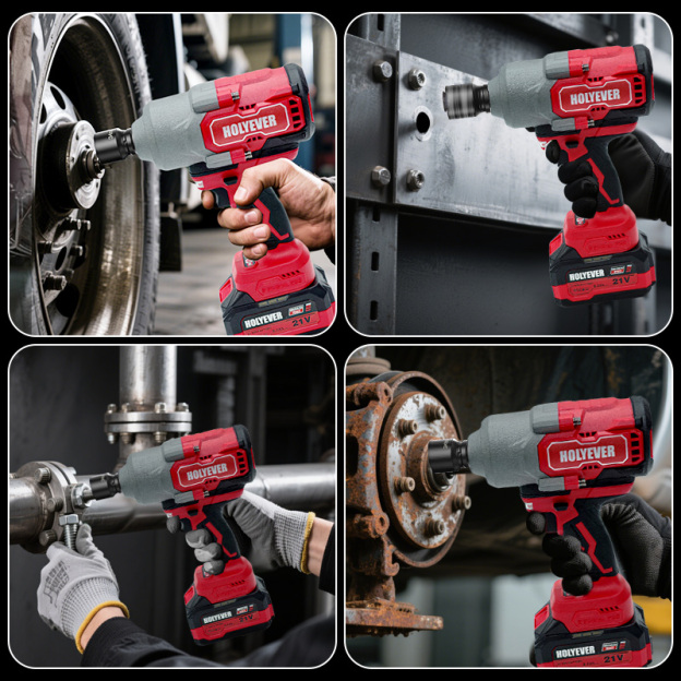 Holyever 21V 2000N·m Brushless Cordless Impact Wrench, 1/2" Chuck, Variable Speed Electric Wrench with 2x6.0Ah Makita 21V Li-Ion Batteries