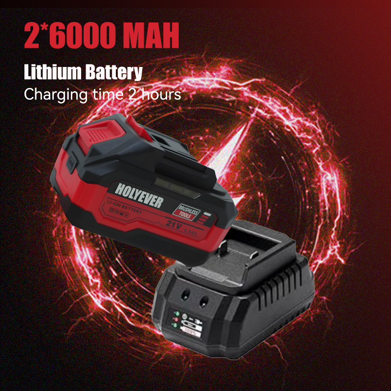 HOLYEVER 21V 550N·m Brushless Cordless Impact Wrench, 1/2" Chuck, Variable Speed Electric Wrench with 2x6.0Ah Makita 21V Li-Ion Batteries