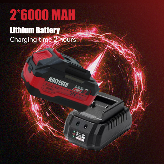 HOLYEVER 21V 550N·m Brushless Cordless Impact Wrench, 1/2" Chuck, Variable Speed Electric Wrench with 2x6.0Ah Makita 21V Li-Ion Batteries