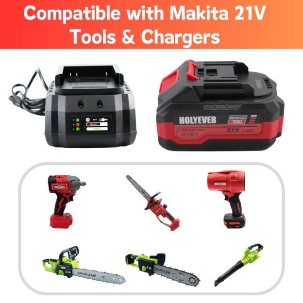21V 6000mAh Lithium Battery 2-Pack for Cordless Tools, Compatible with Makita, Durable