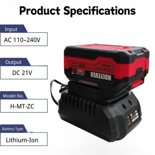 21V Fast Charging Lithium Battery Charger, Replacement Adapter for Power Tools, Compatible with 21V Li-ion Battery Packs & Makita Chargers