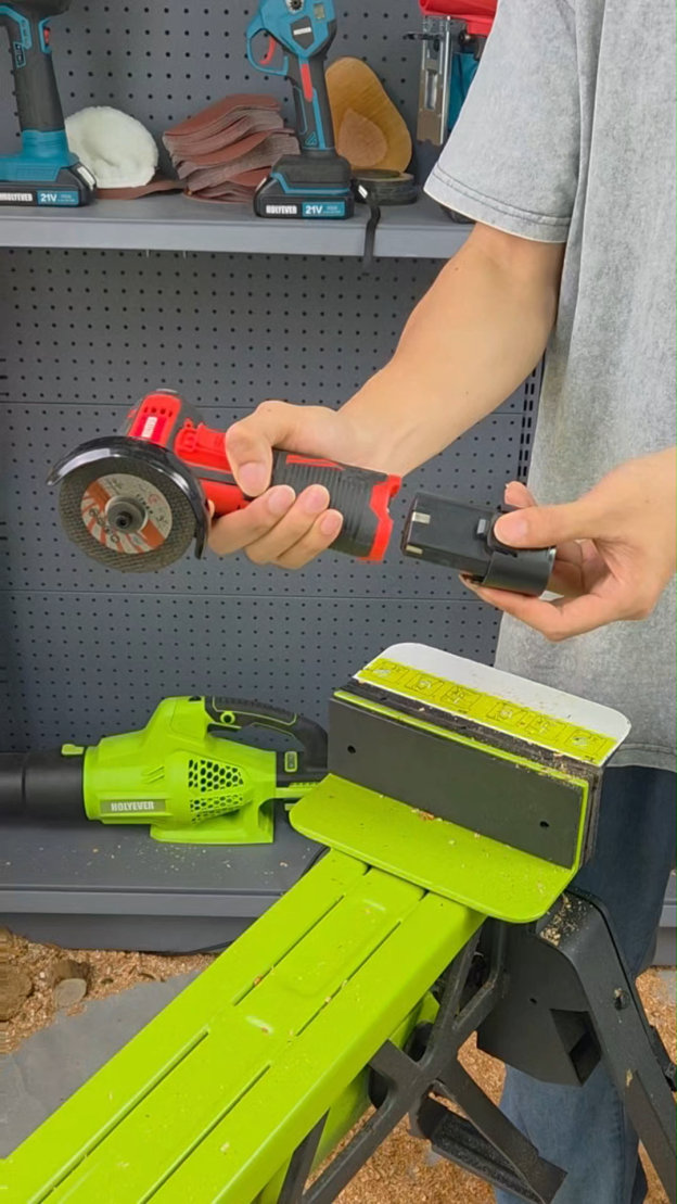 Cordless Mini Angle Grinder Kit, With 2 Li-Ion Batteries, 2 Saw Blades