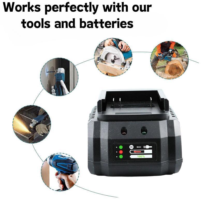 21V Fast Charging Lithium Battery Charger, Replacement Adapter for Power Tools, Compatible with 21V Li-ion Battery Packs & Makita Chargers
