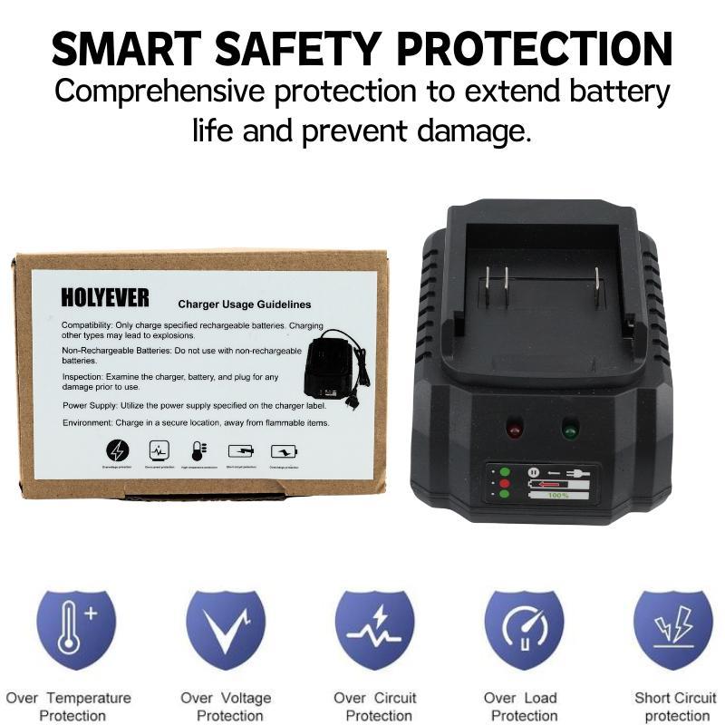 21V Fast Charging Lithium Battery Charger, Replacement Adapter for Power Tools, Compatible with 21V Li-ion Battery Packs & Makita Chargers
