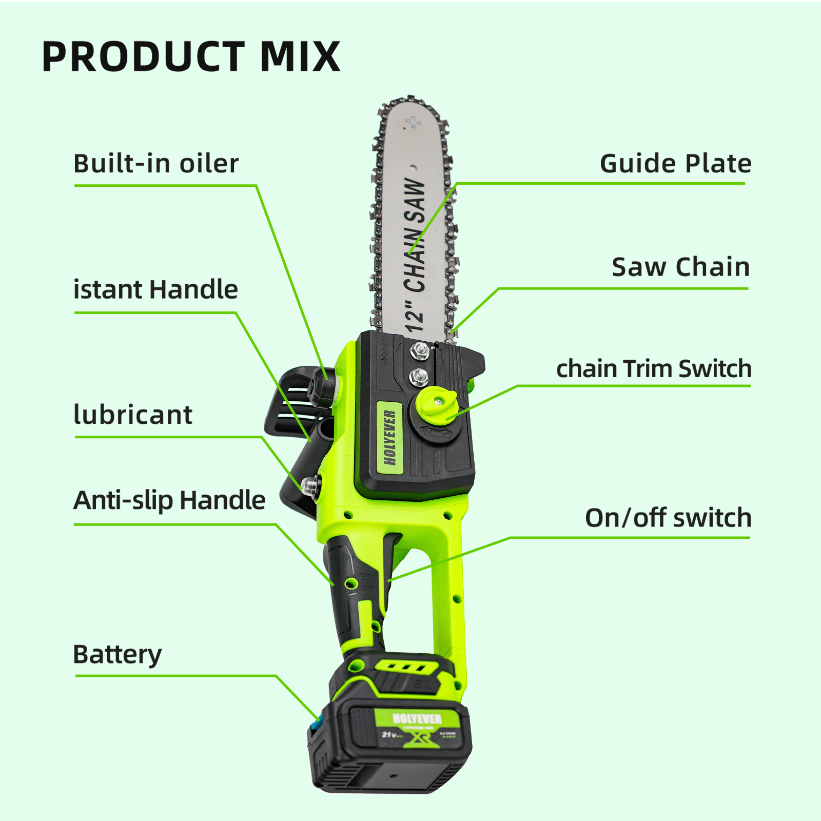 HOLYEVER 12-inch Brushless Electric Chainsaw-Holyever