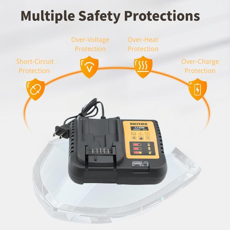 12/21V Fast Charging Lithium Battery Charger, Replacement Cordless Tool Adapter, Compatible with 20V MAX Batteries, Fits DeWalt Battery Charger