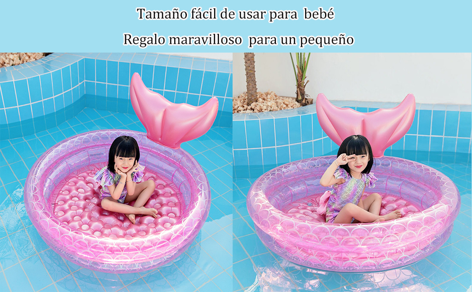 Piscina Inflable de Sirena para Patio Trasero,piscina redonda de jardín para niños