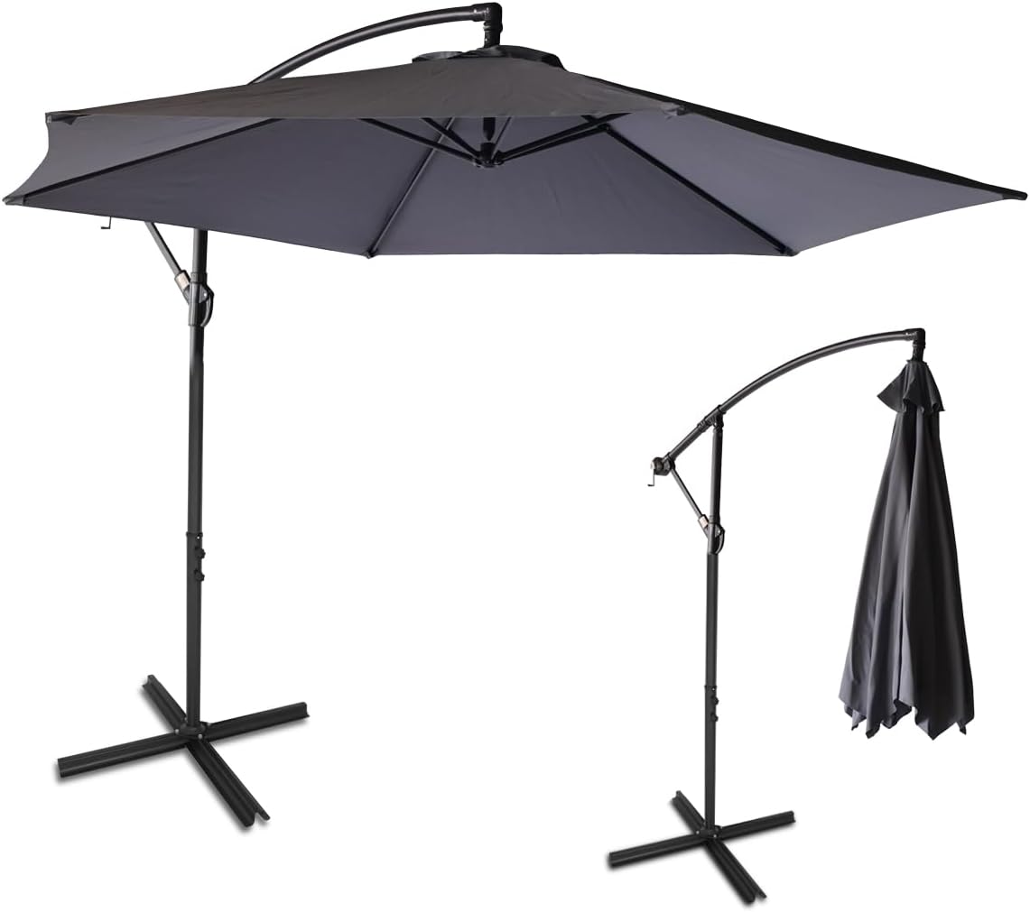 Sombrilla de Jardín Duralife | Sombrillla para Exterior con Brazo Lateral 3M Diámetro Altura Ajustable | Sombrilla de Poliester para Patio, Jardin, Terraza