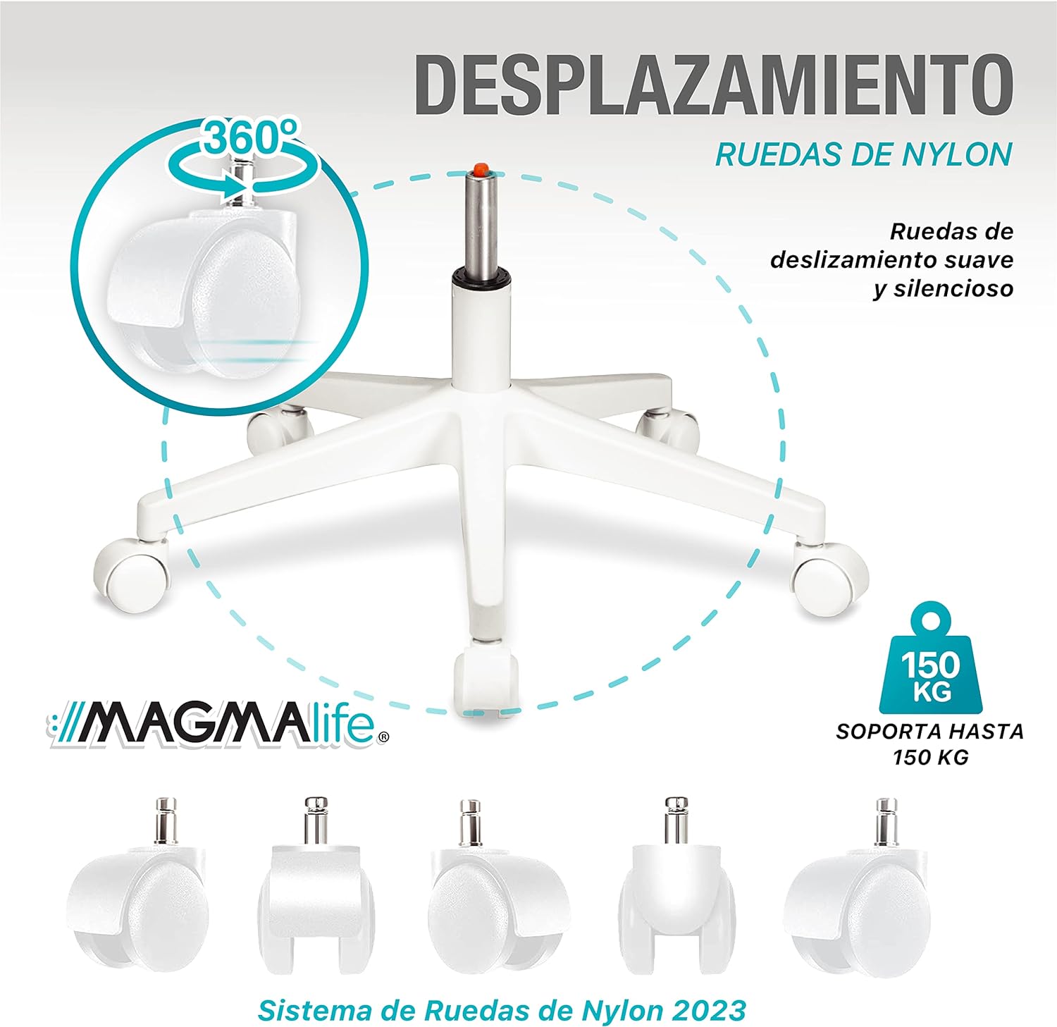 MAGMALIFE Silla Ergonómica de Escritorio con Respaldo de Malla Transpirable, Moderna y Elegante, Silla Giratoria con Soporte Lumbar y Cómodos Descansabrazos (Azul Cerúleo)