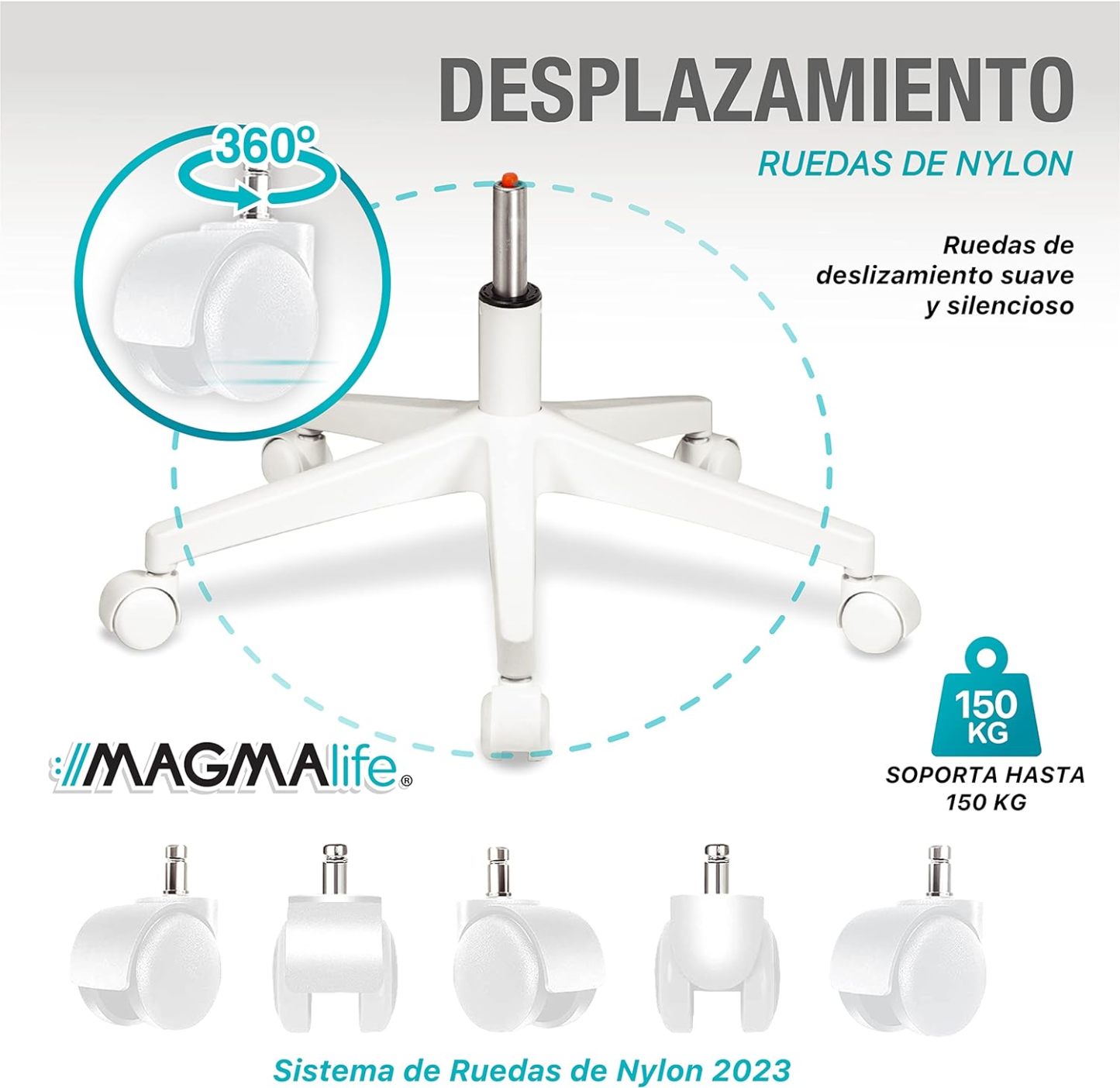 MAGMALIFE Silla Ergonómica de Escritorio con Respaldo de Malla Transpirable, Moderna y Elegante, Silla Giratoria con Soporte Lumbar y Cómodos Descansabrazos (Azul Cerúleo)