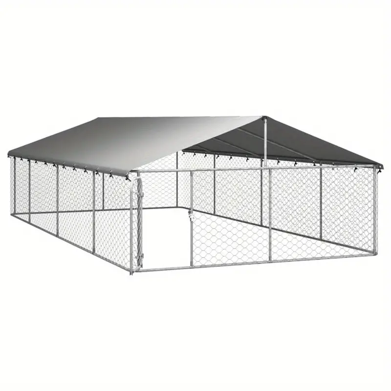   para perros al aire libre con techo, espaciosa   para perros para la seguridad de   con construcción de acero galvanizado de alta resistencia, toldo  , sistema de cierre con cerradura, 236.2 x 118.1 x 59.1 pulgadas detalles 2