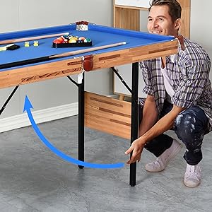 Mesa de billar plegable de 4 pies; mesa de billar; mesa; billar; port&aacute;til; mesa de juego; palos; taco; bolas; azul