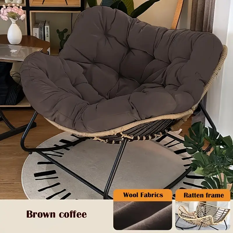 Silla de Balanc&iacute;n de Rat&aacute;n Beige de Lujo con Coj&iacute;n Suave - Perfecta para Uso Interior y Exterior, Ideal para  , Patio, Porche, Jard&iacute;n Trasero, Camping y Senderismo detalles 6