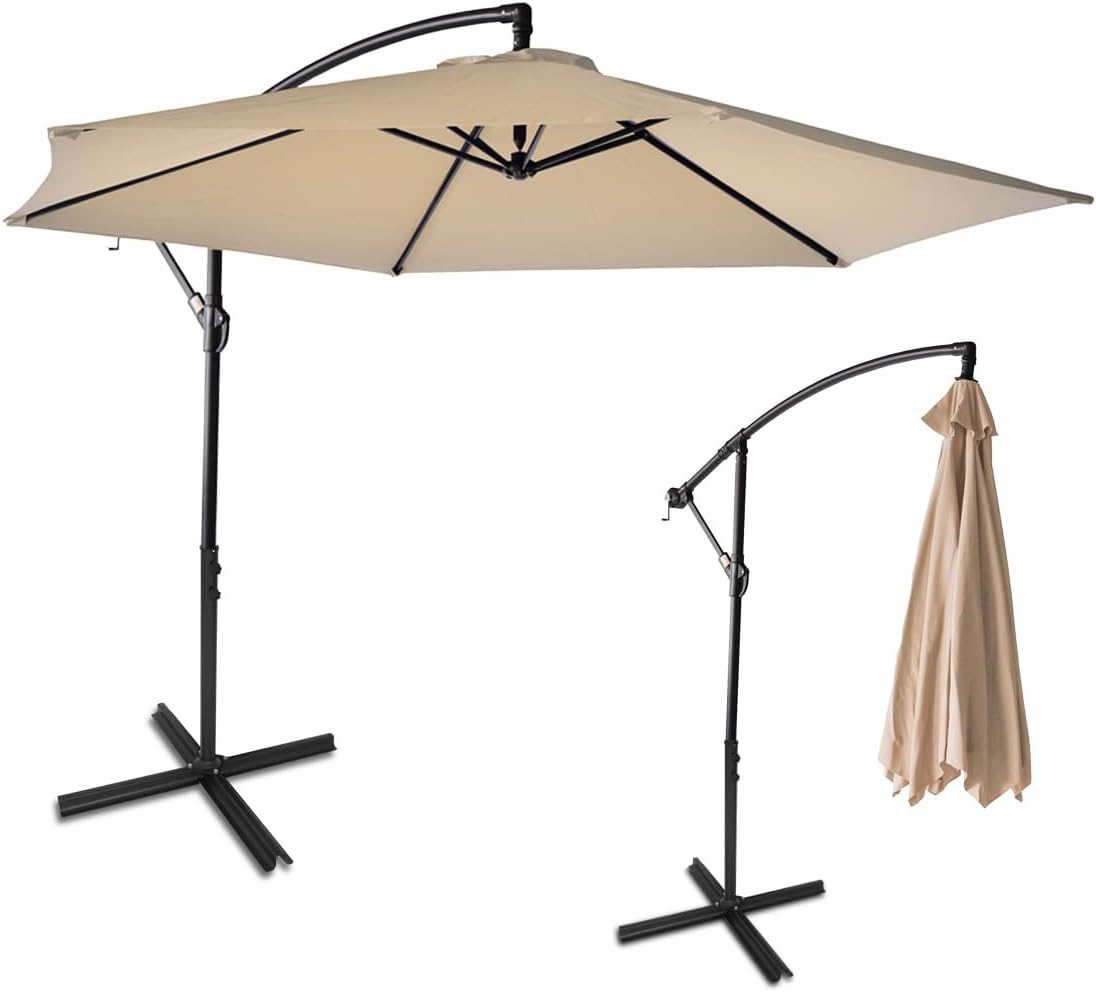 Sombrilla de Jardín Duralife | Sombrillla para Exterior con Brazo Lateral 3M Diámetro Altura Ajustable | Sombrilla de Poliester para Patio, Jardin, Terraza