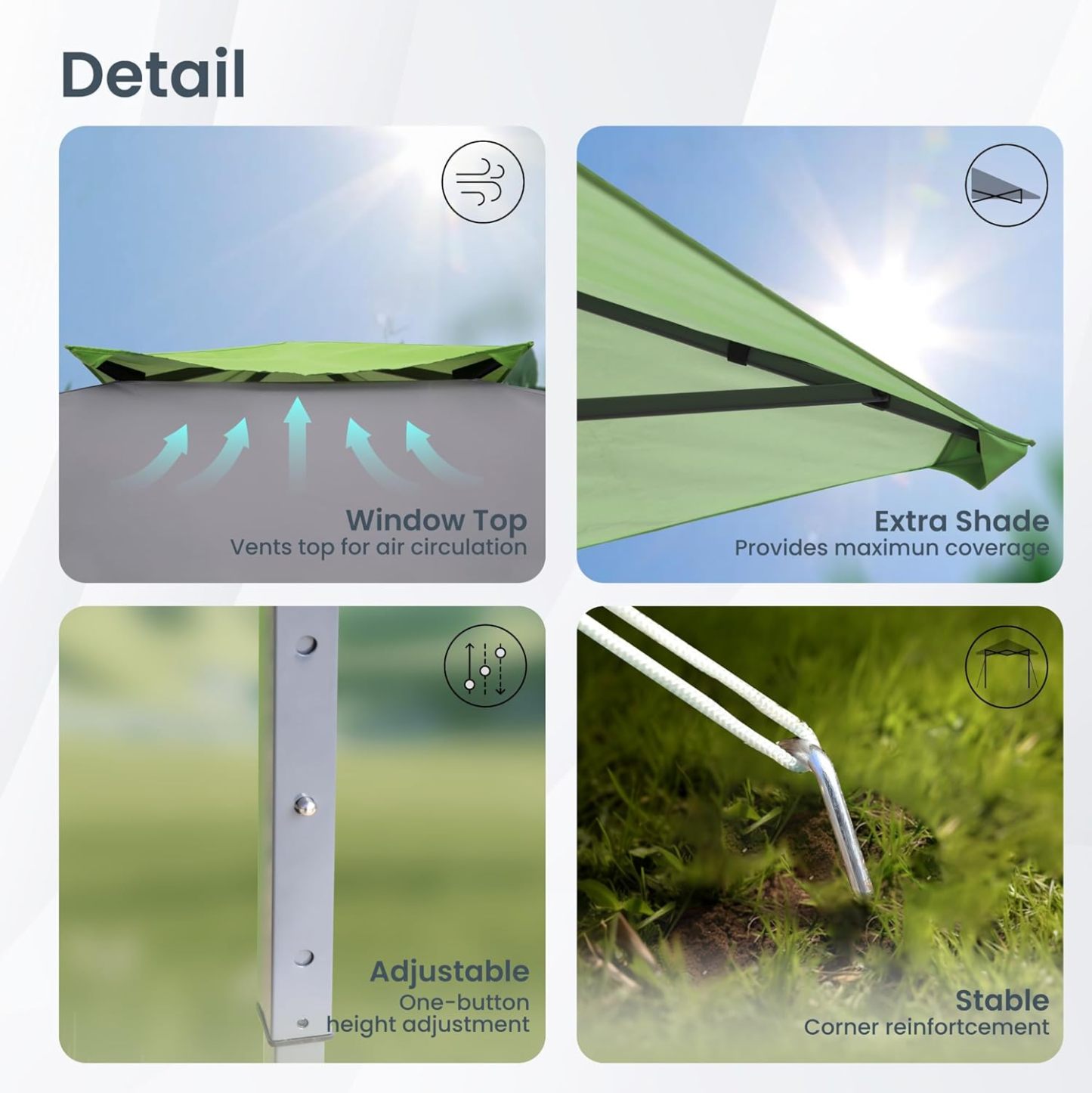 PHI VILLA - Toldo parasol con bloqueo UV de 4 x 4 m con kits de herramientas, pantalla de cenador para patio al aire libre, eventos de jardín, marrón