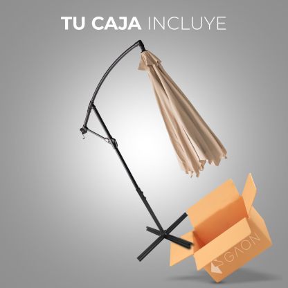 Sombrilla de Jardín Duralife | Sombrillla para Exterior con Brazo Lateral 3M Diámetro Altura Ajustable | Sombrilla de Poliester para Patio, Jardin, Terraza