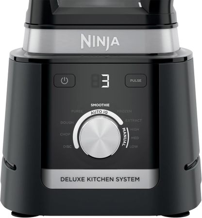 Ninja CO905KS Deluxe Kitchen System, Potencia 1600W, Procesador con Licuadora, Jarra 86oz, 2 Vasos 24oz, Tecnología Auto-IQ, Sistema de Cocina Profesional Multifuncional, Color Negro (Reacondicionado)