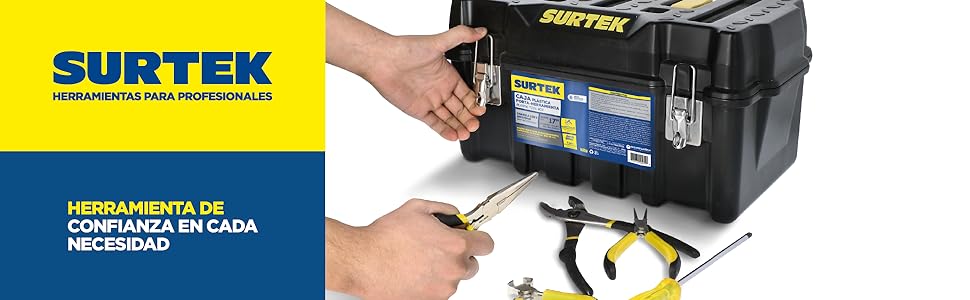 Surtek, herramientas, profesionales, ferretero, llaves, cajas, pinzas
