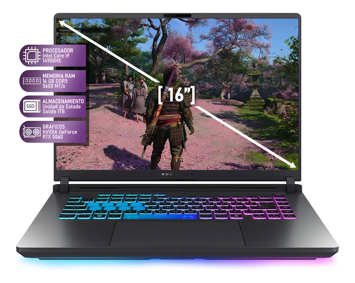 Laptop Gamer Asus Rog Strix G16 Nvidia Geforce Rtx 5060 Intel Core I9 16gb Ram 1tb Ssd Windows 11 Home