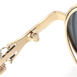 FEISEDY Retro Steampunk Gafas de sol redondas John Lennon Hippie Gafas Marco de metal