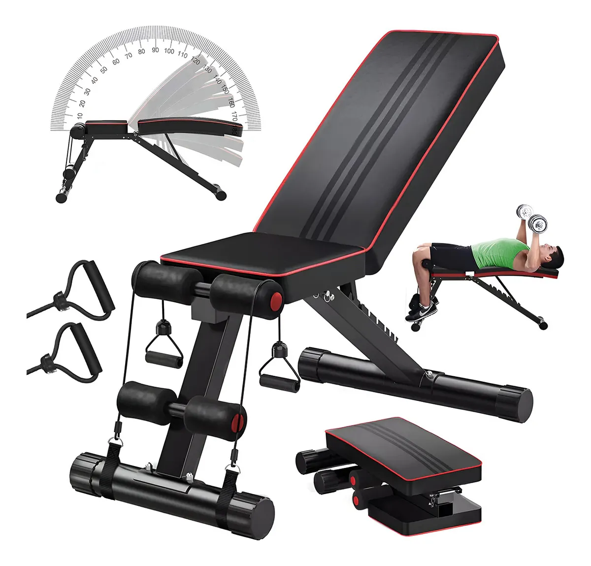 Banco De Ejercicio Fitness Multiposiciones Ligas Abdominales