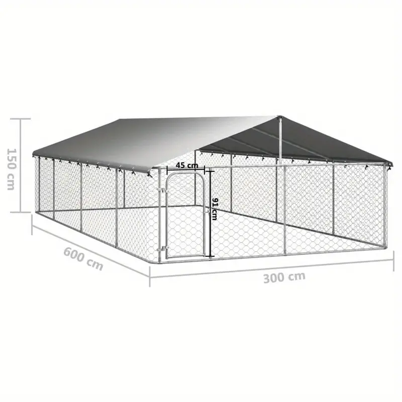   para perros al aire libre con techo, espaciosa   para perros para la seguridad de   con construcción de acero galvanizado de alta resistencia, toldo  , sistema de cierre con cerradura, 236.2 x 118.1 x 59.1 pulgadas detalles 4