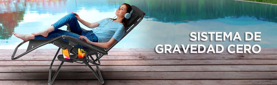 Hikeo Silla Plegable Antigravity 170&deg; para Exteriores, Camastro de Gravedad Cero Port&aacute;til