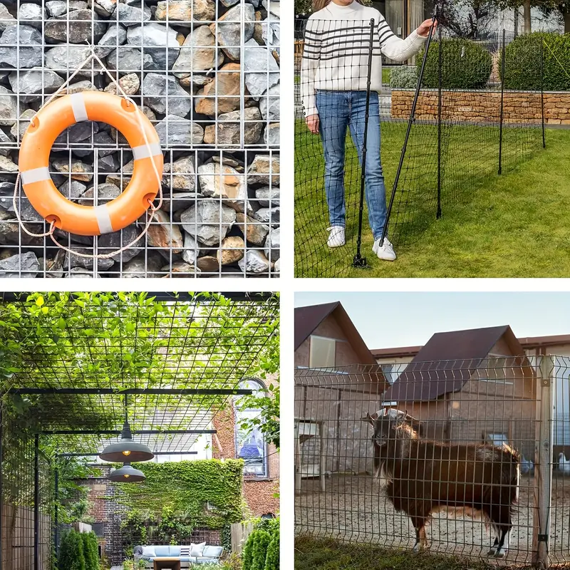 black pvc coated welded wire fence 36 inch x 50   2 inch x 4 inch 14ga garden border fencing roll vinyl coating metal wire mesh hardware cloth for yard vegetable plant protection   zip ties details 2