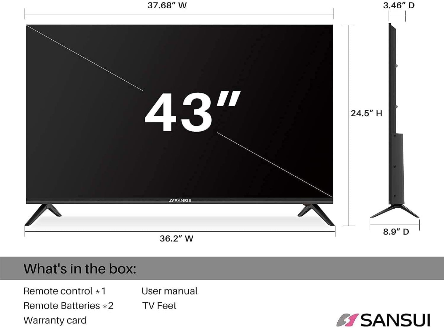 SANSUI Television Google TV, Voice Assistant Smart TV 2023 (43" 4k UHD)