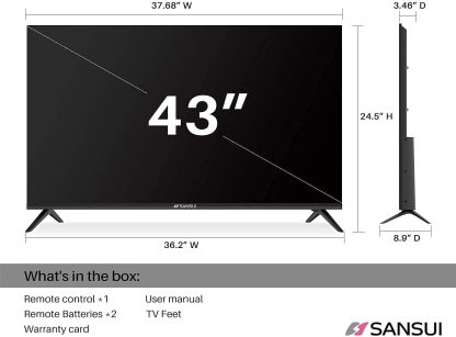 SANSUI Television Google TV, Voice Assistant Smart TV 2023 (43" 4k UHD)