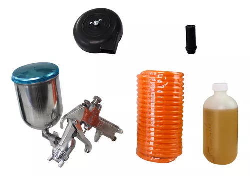 Compresor De Aire Eléctrico 2.5 HP Con Pistola De Gravedad 110v Tanque 25L Doble Salida de Aire Color Negro